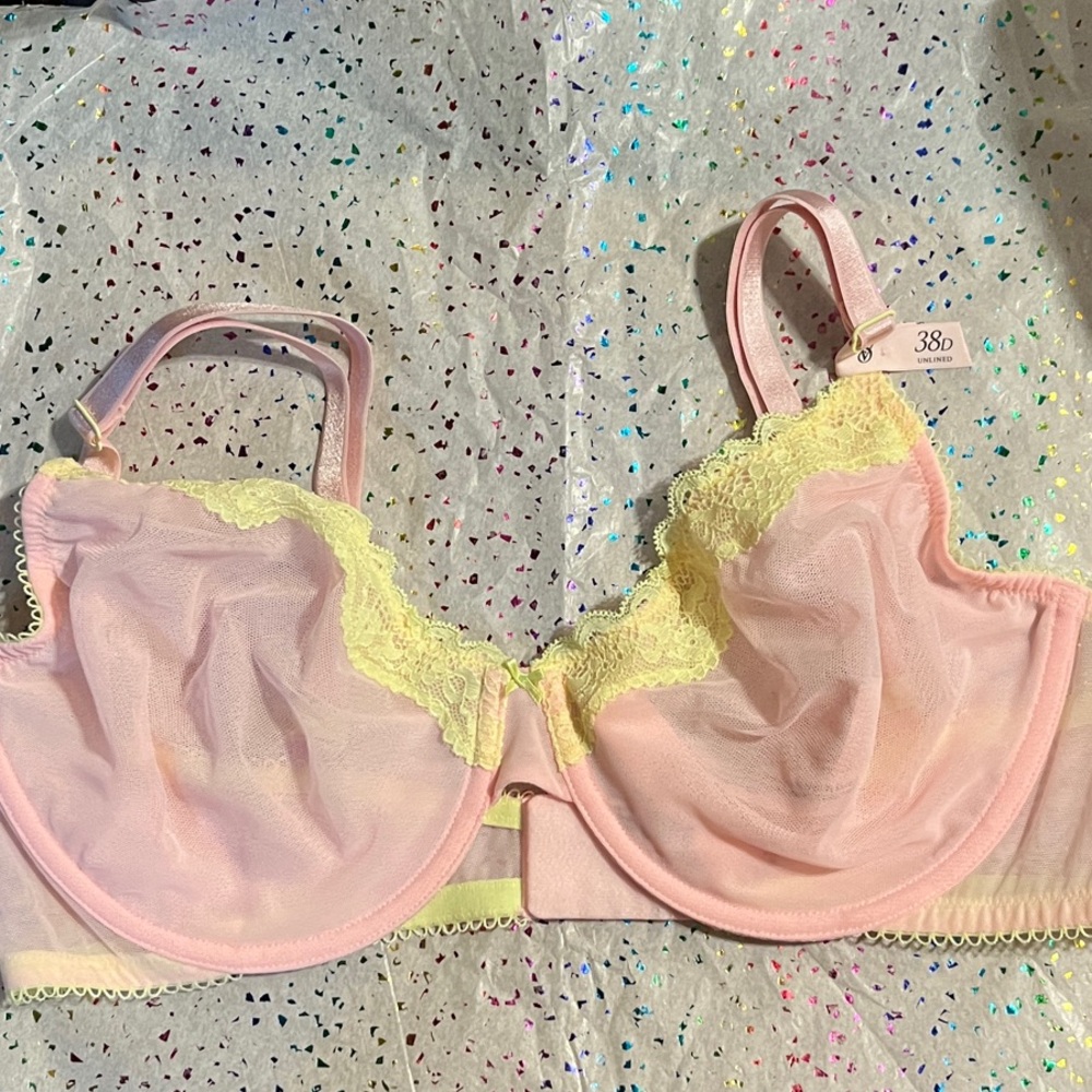 Victoria's Secret Pink Bra with Yellow Lace